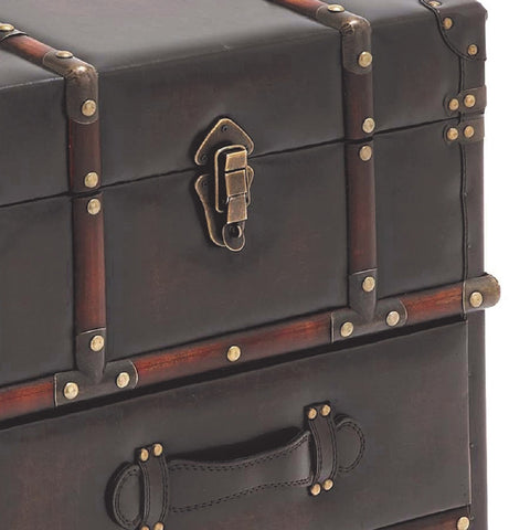 Urban Designs Wood and Faux Leather Side Trunk Chest