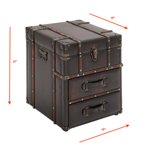 Urban Designs Wood and Faux Leather Side Trunk Chest