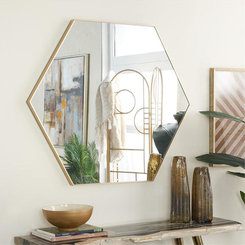 Urban Designs Harmony 40" x 35" Hexagon Shape Wall Mirror