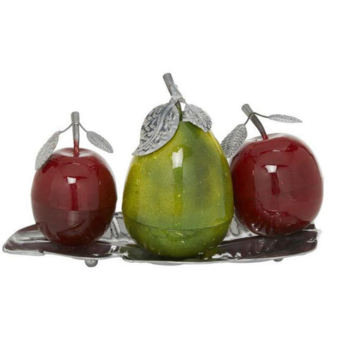 Urban Designs Delhi Glazed Metal Artificial Fruit Centerpiece Decor - Green Red