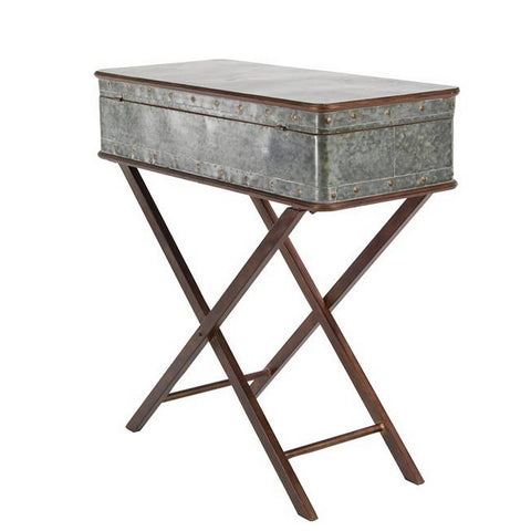 Urban Designs 32-Inch Vintage Suitcase Style Galvanized Rustic Accent Table