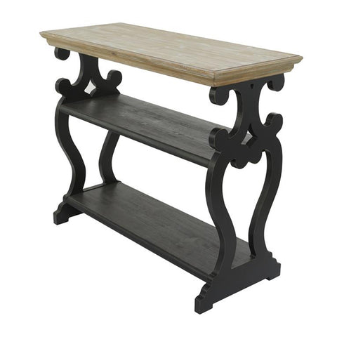 Urban Designs Lodge 38" W x 32" H Rectangular Weathered Wood Console Table with Dual Shelves