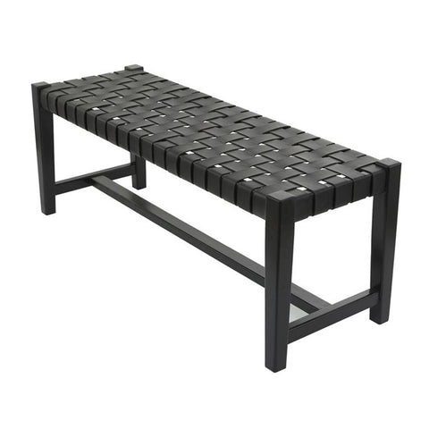 Urban Designs Handmade 47-Inch Solid Wood Bench with Genuine Leather Upholstery