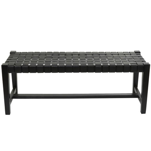 Urban Designs Handmade 47-Inch Solid Wood Bench with Genuine Leather Upholstery