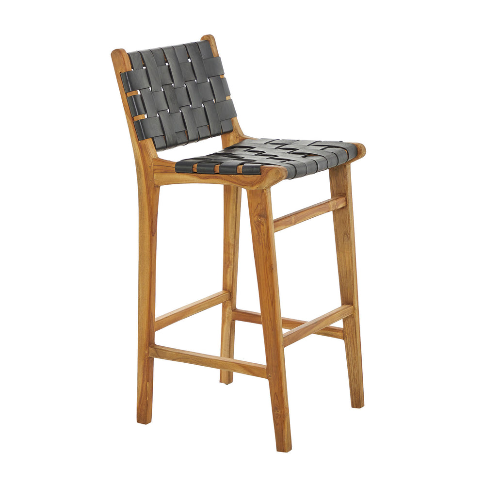 Urban Designs Handmade London 29-Inch Genuine Leather Bar Stool - Black