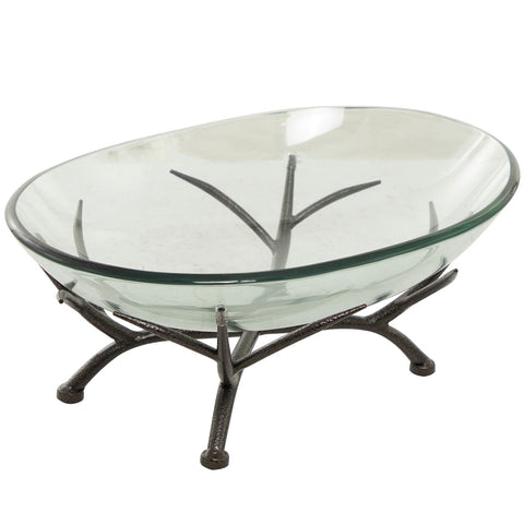 Urban Designs Branches & Glass Vista 18" Tempered Glass Decorative Serving Bowl