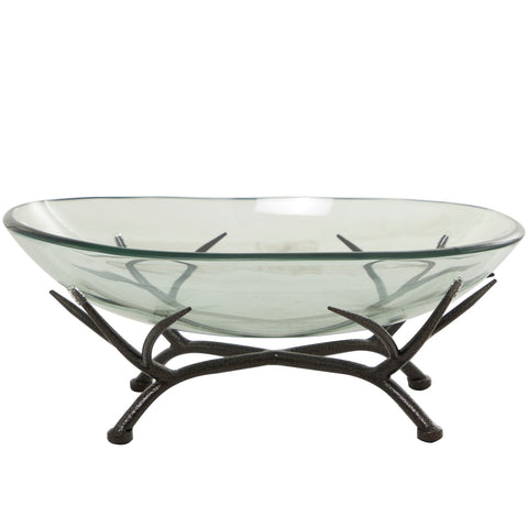 Urban Designs Branches & Glass Vista 18" Tempered Glass Decorative Serving Bowl