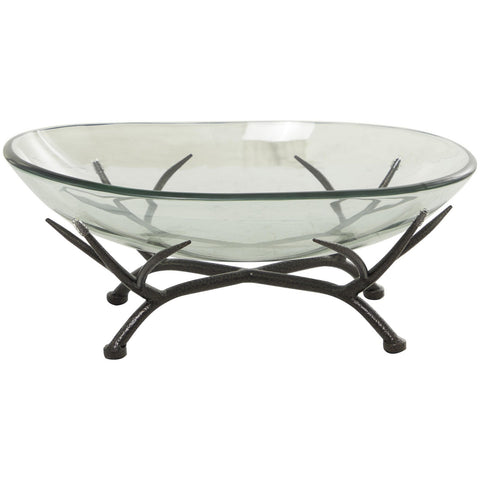 Urban Designs Branches & Glass Vista 18" Tempered Glass Decorative Serving Bowl