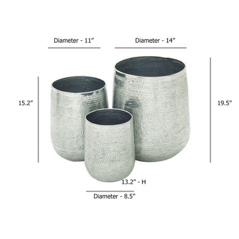 Urban Designs Beverly Hills Set of 3 Aluminum Indoor/Outdoor Planters