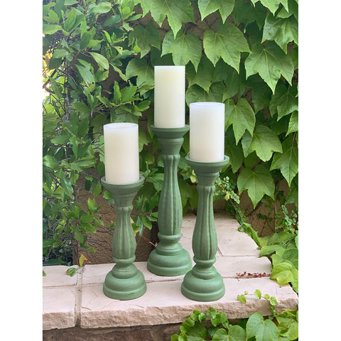 Urban Designs Vintage Wood Pillar Candle Holder - Set of 3