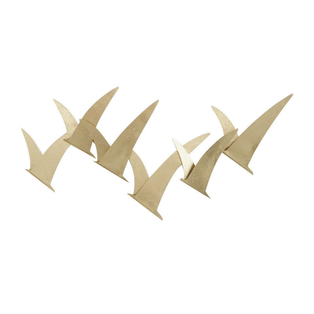 Urban Designs 27" Metal Flying Birds Wall Decor In Elegant Gold Finish