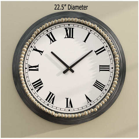 Urban Designs Timeless Elegance 22" Open-Faced Round Black And White Metal Wall Clock