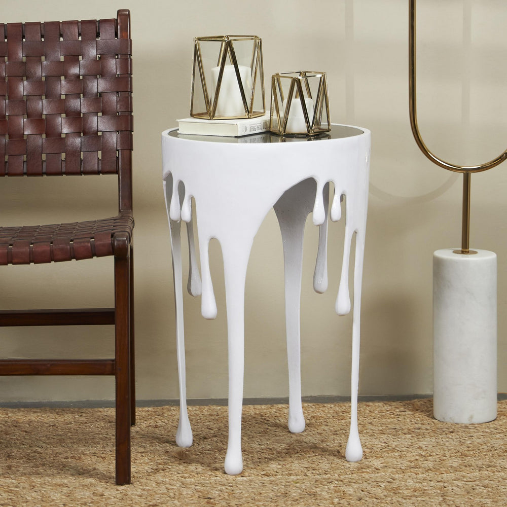 Urban Designs Melting Metal 25-Inch Metallic Drip Design Accent Table