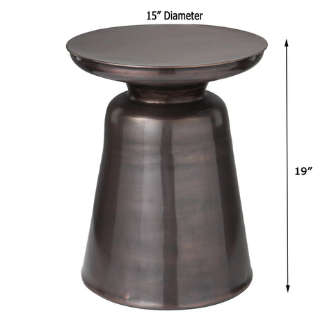 Urban Designs Bellflower 19" H x 15" W Metal Round Accent Table - Copper