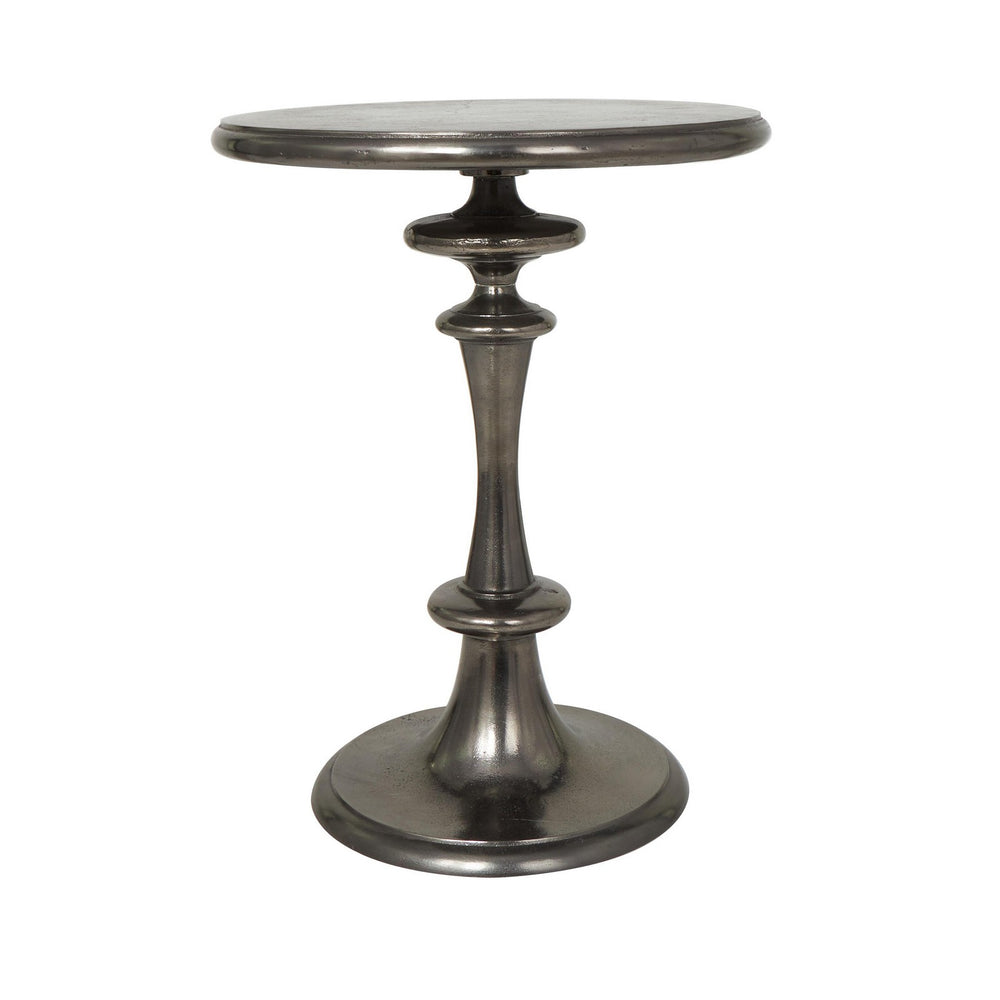 Urban Designs Midnight Pedestal 24" H x 17" W Solid Aluminum Round End Table