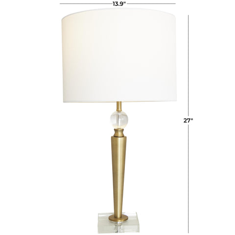 Urban Designs Vienna Brass and Glass Column Table Lamp with Full Spectrum