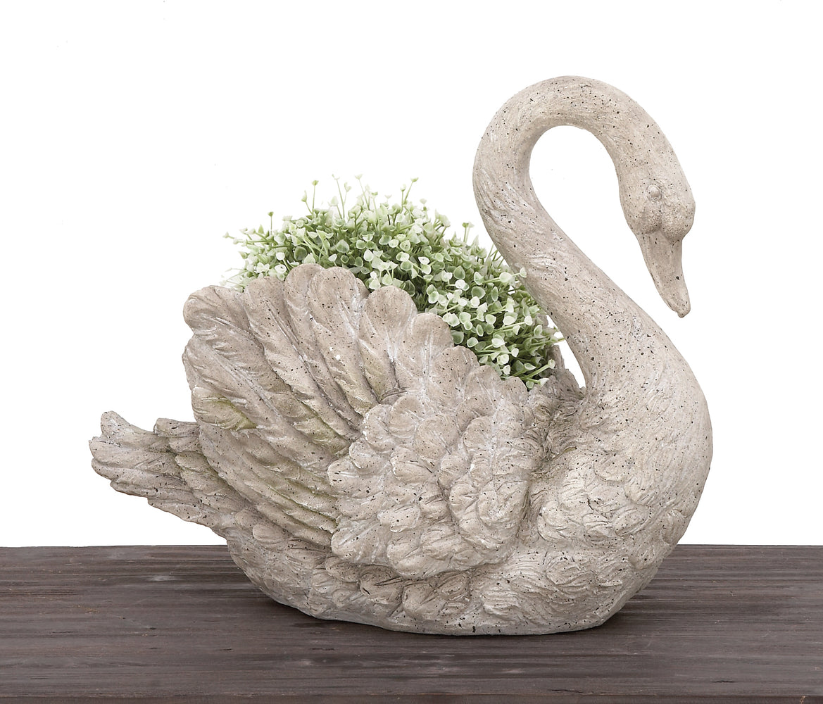 Urban Designs Swan Cast Stone Planter Garden Decor - Grey