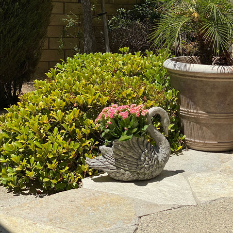 Urban Designs Swan Cast Stone Planter Garden Decor - Grey