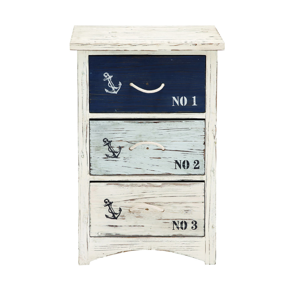 Urban Designs Malibu 3-Drawer Nautical Chest Accent Table