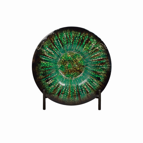 Urban Designs Shades Of Green Decorative Glass Charger Plate and Stand