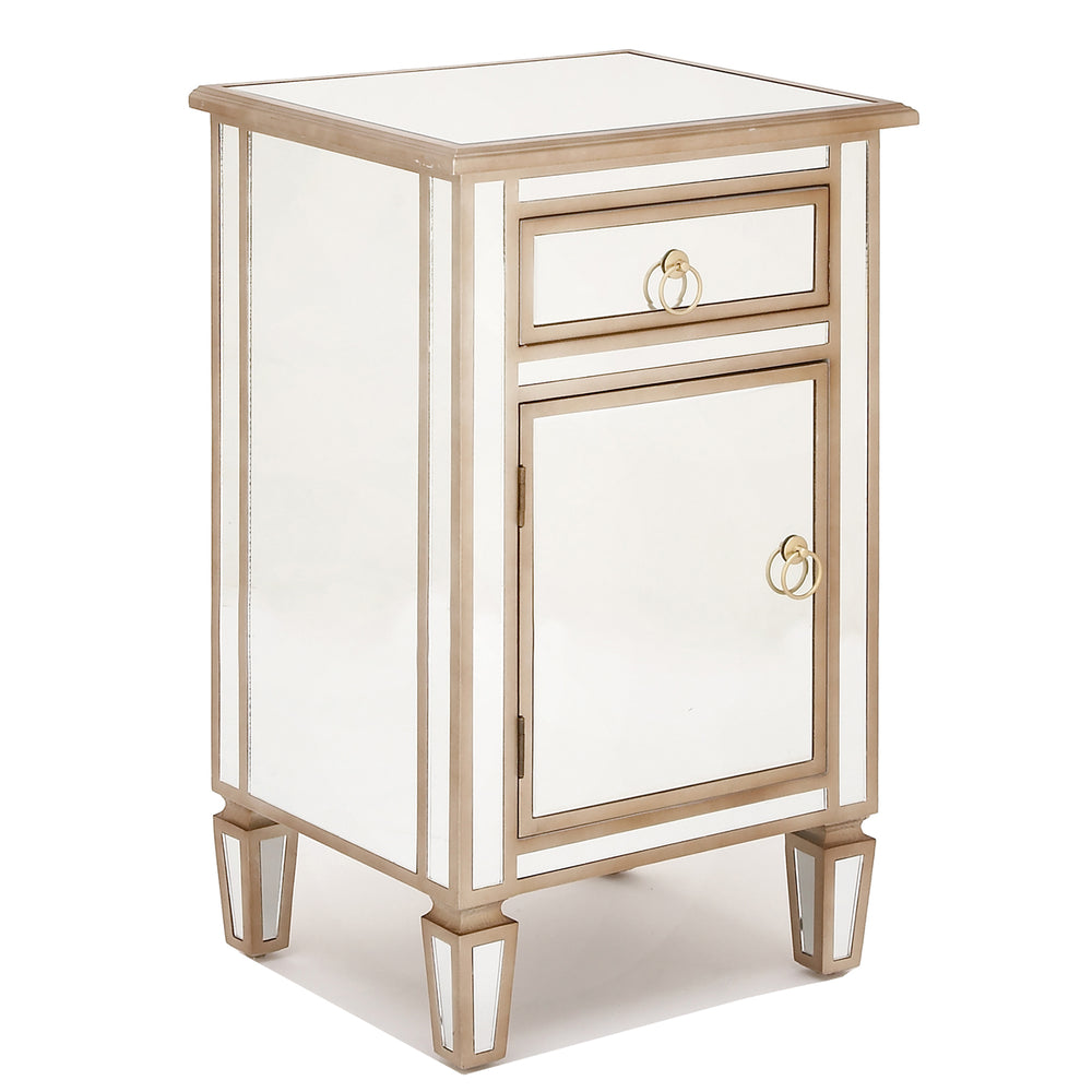 Urban Designs Gold Mirrored Cabinet Side Table