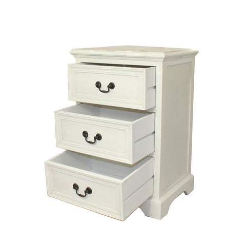 Urban Designs 3-Drawer Solid Wood Night Stand - Antiqued White