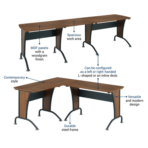 VIP Suite Ergonomic Corner L-Shaped Computer Desk Workstation - Mahogany