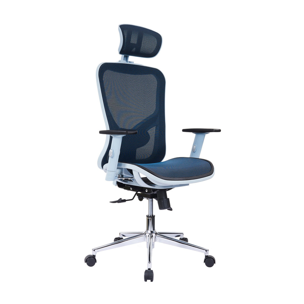 Urban Designs High-Back Headrest Lumbar Support Mesh Office Chair - Blue