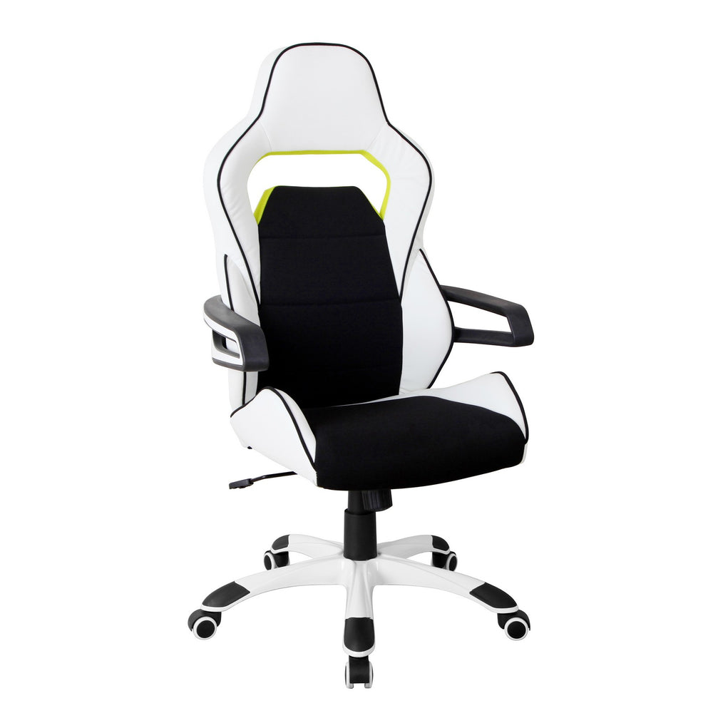 Urban Designs Ergonomic Upholstered Racing Style Home Office Chair - White Black