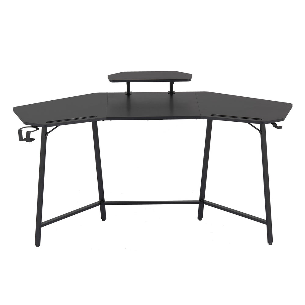 Urban Designs Black Gaming Desk with Accessory Holders and Shelf