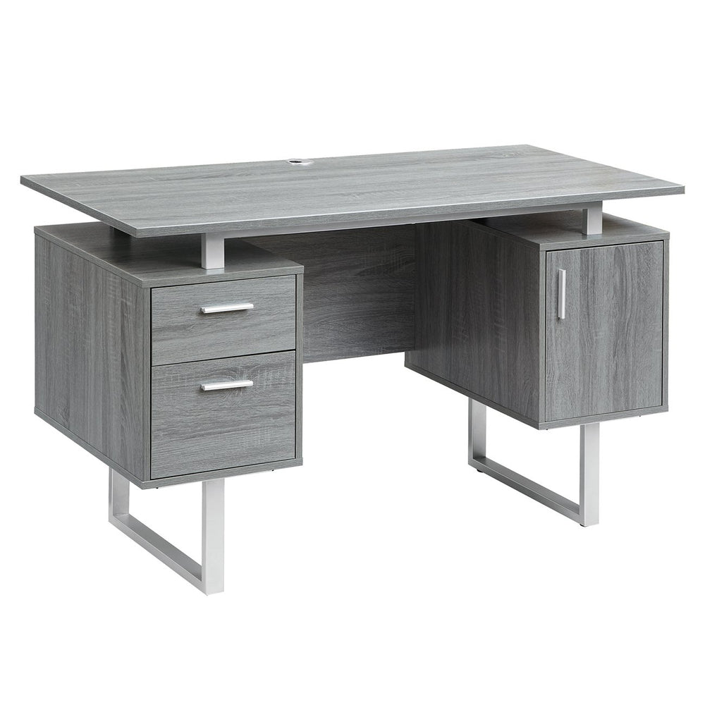 Deluxe Stylish Modern Grey Computer Desk with Storage