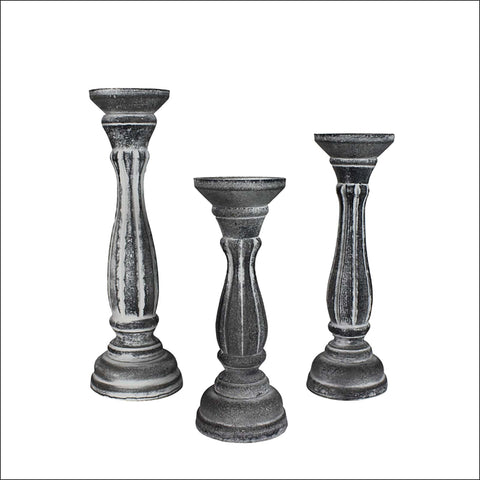 Urban Designs Vintage Wood Pillar Candle Holder - Set of 3