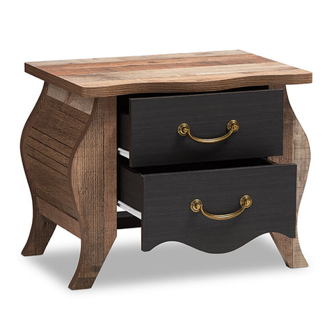 Urban Designs Two Tone Black and Oak Finish Nightstand