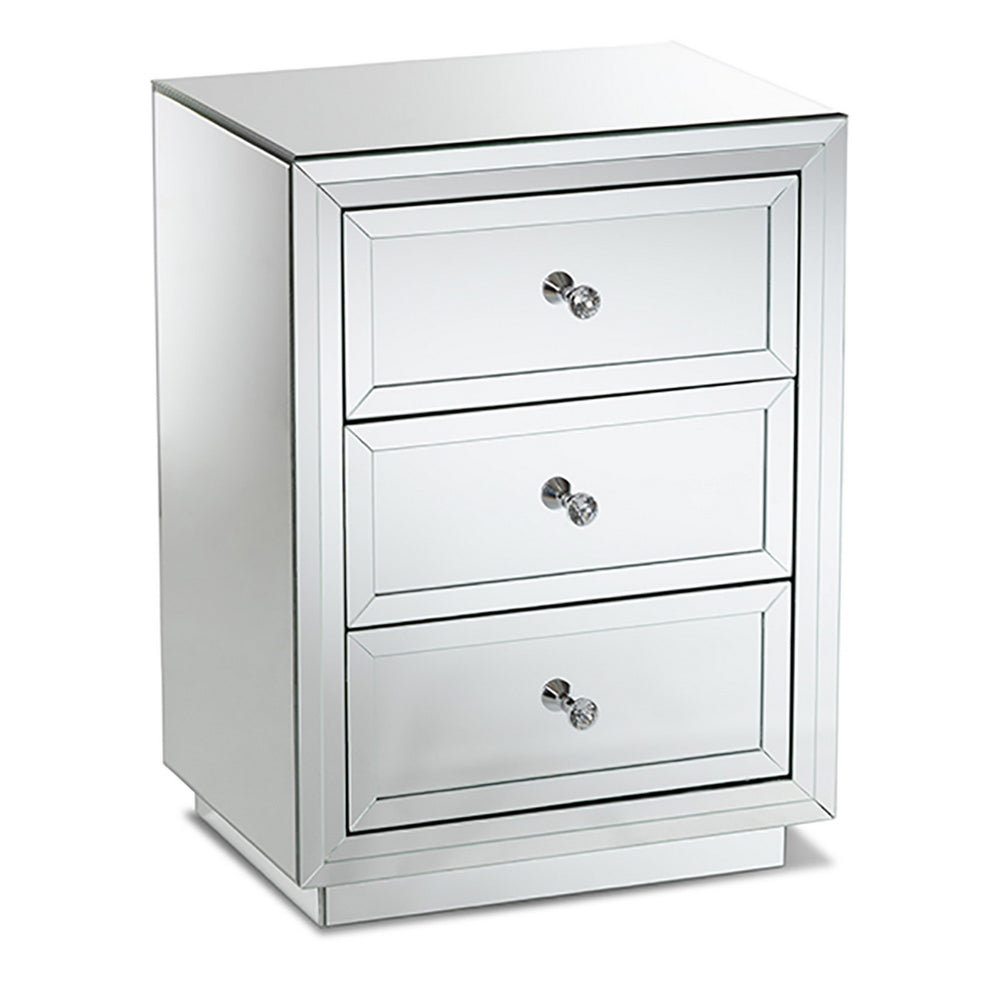 Urban Designs 3-drawer Mirrored Nightstand