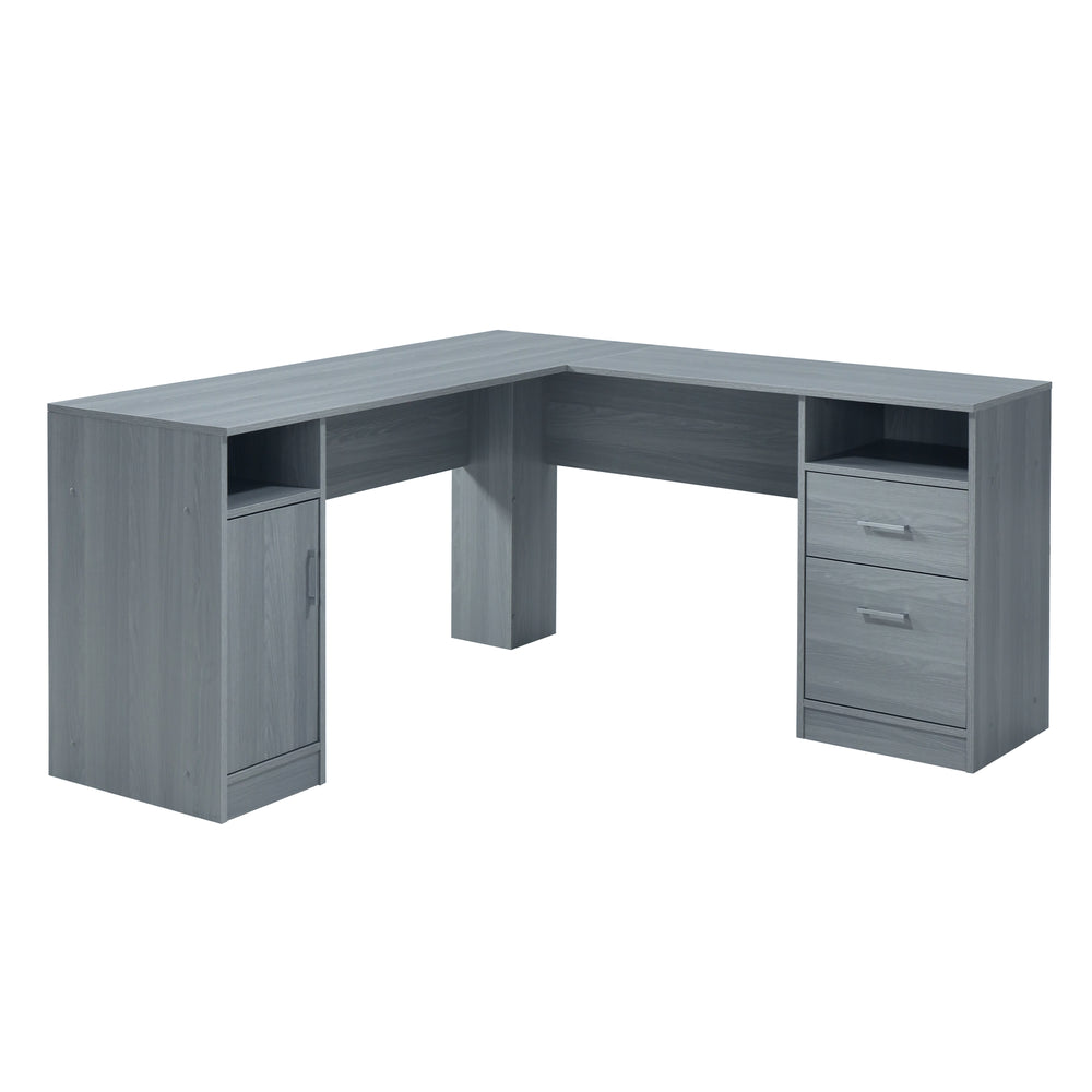 Urban Designs L-Shape Desk with Storage - Grey