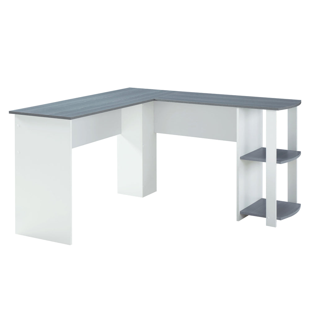 Urban Designs L-Shaped Desk with Side Shelves - Grey