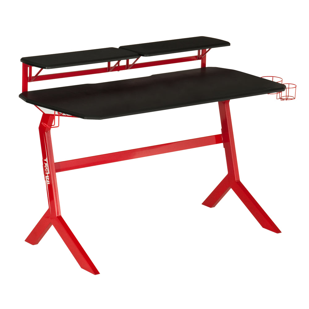 Urban Designs Faux Carbon Fiber Gaming Desk - Red