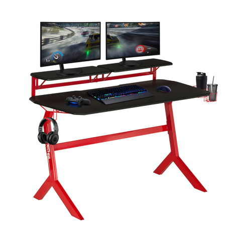 Urban Designs Faux Carbon Fiber Gaming Desk - Red