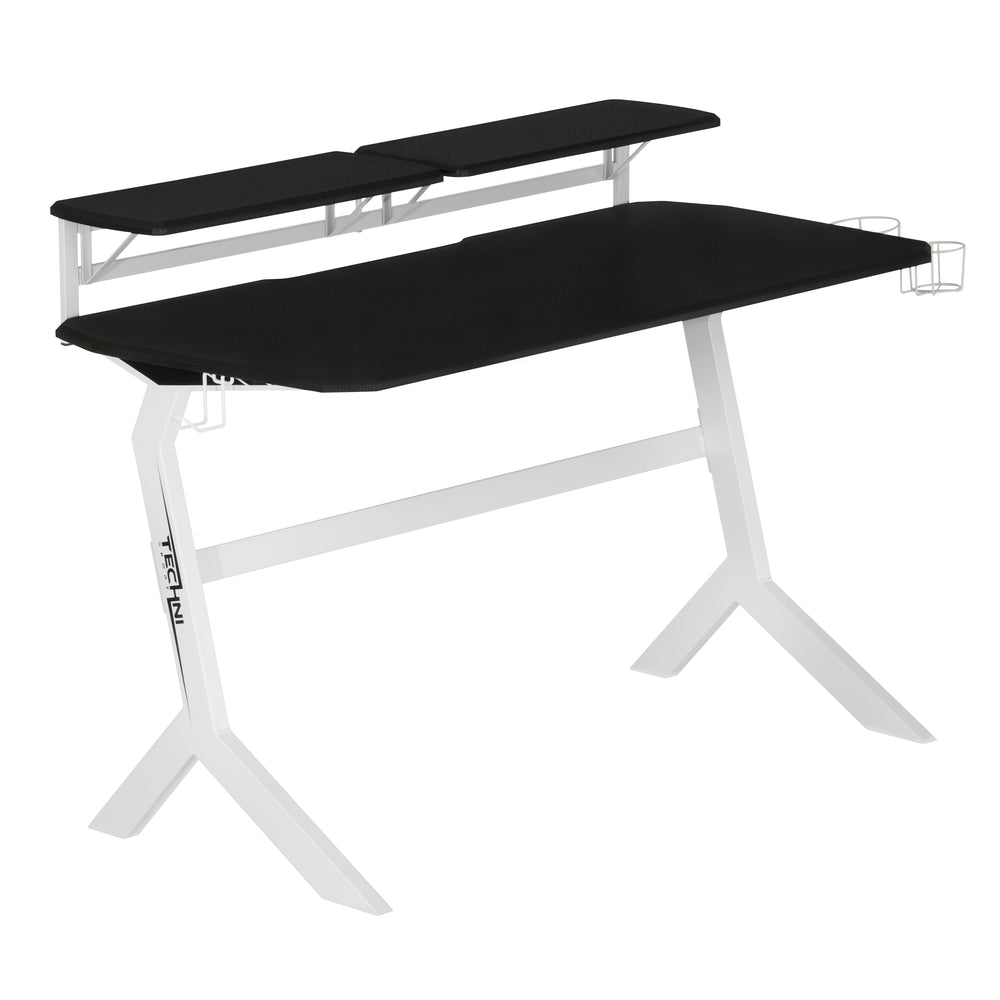 Urban Designs Faux Carbon Fiber Gaming Desk - White