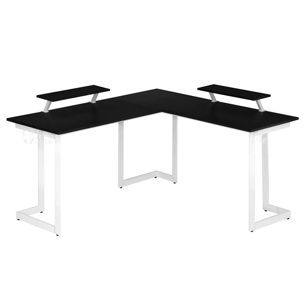 Urban Designs Faux Carbon Fiber L-Shaped Gaming Desk - White