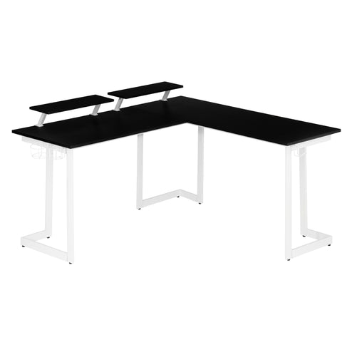 Urban Designs Faux Carbon Fiber L-Shaped Gaming Desk - White