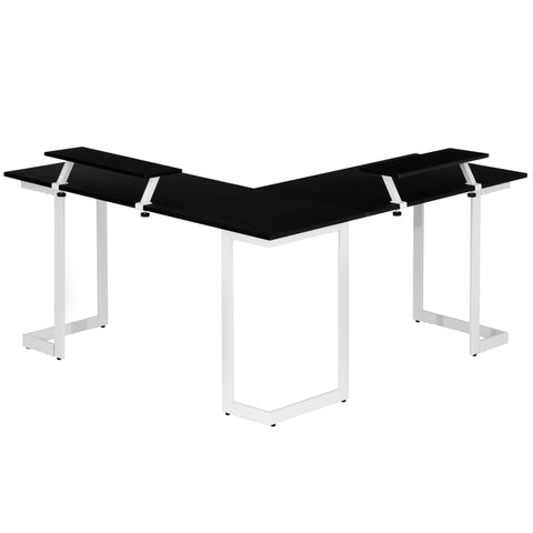 Urban Designs Faux Carbon Fiber L-Shaped Gaming Desk - White