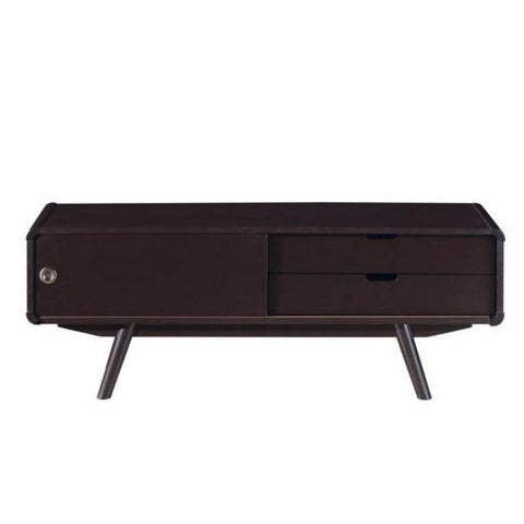 Urban Designs Stylish Wood Veneer 55 TV stand with Door & Storage - Wenge